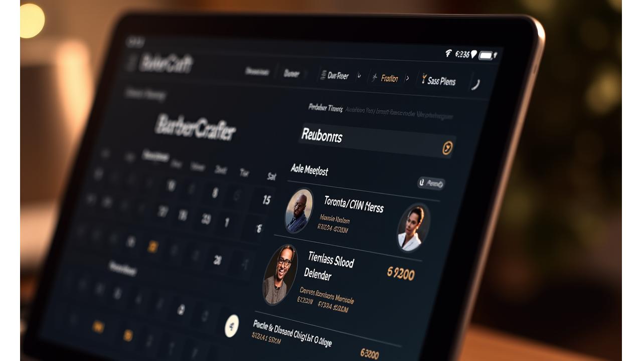 Screenshot of the BarberCraft online booking interface showing location and barber selection.